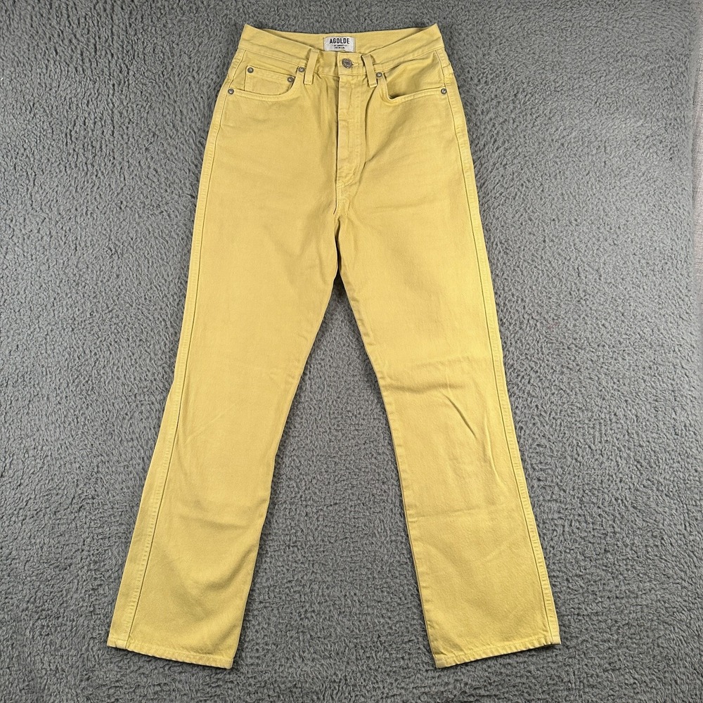 Agolde Jeans Women's 26 Yellow Pinch Waist High Rise Straight Leg Made in USA